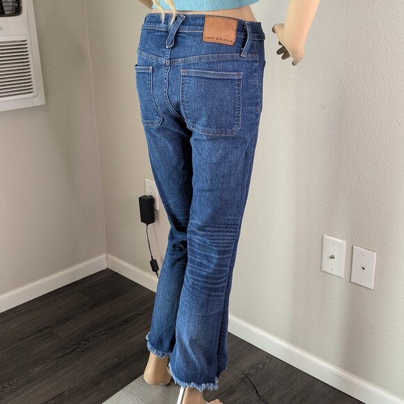 Point Sur Jeans Women's Size 27 Blue 10" Demi-Boot Cropped Button-Fly Raw Hem - Picture 5 of 16